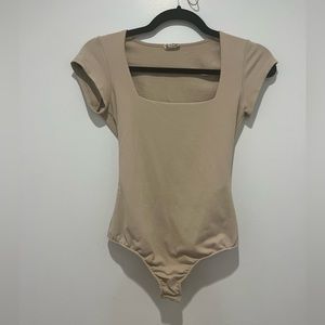 Nude square neck bodysuit